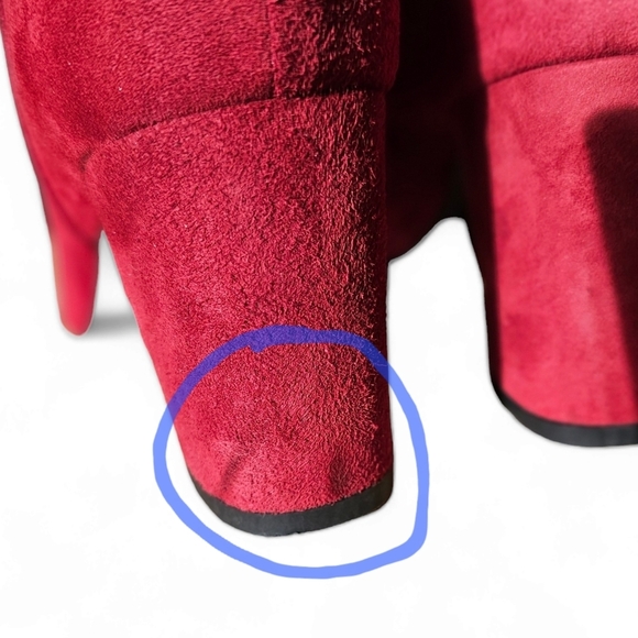 Eric Michael Arco Red Suede Chunky Heel Ankle Boots Size 36/5 - Picture 9 of 12